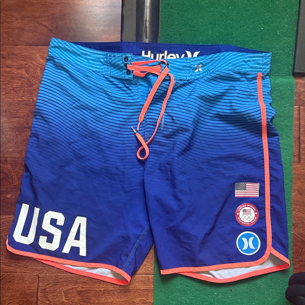 Hurley Blue Swim Shorts with USA Accents